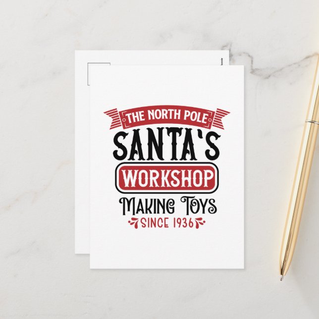 North Pole Santa's workshop Helg Vykort (Fram/Back In Situ)