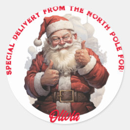 North Pole Special Delivery Customizable Gift Tag Runt Klistermärke