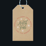 North Pole Speciell Delivery Kraft Brown Anpassnin Presentetikett<br><div class="desc">Lägg till lite glädje i extra till helgdag och jul,  med märkre i personlig från tomten! Dessa speciella märkre av gåvor är "Speciell Delivery från Santa Just for (människans namn)" i cirkulär text runt Nordpolen och vitt snöflingor i mitten och med brunkol.</div>