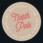 North Pole Speciell Delviery Kraft Sticker Runt Klistermärke<br><div class="desc">Lägg lite upphetsning och  på din helgdag i år med specialdekaler och presentomslag från  Papper Co. Våra klistermärken är anpassade som du aldrig har sett förut!</div>