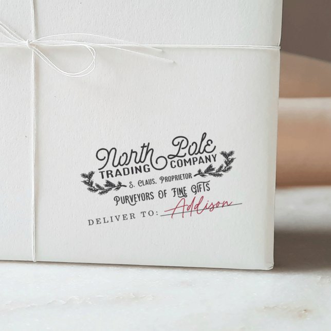 North Pole Trading Company Helgdag Gift Frimärke Självfärgande Stämpel (Skapare uppladdad)