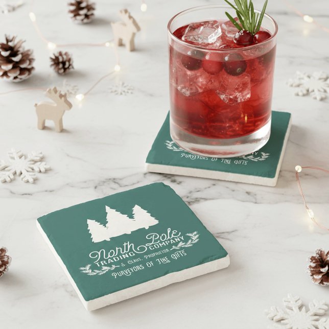 North Pole Trading Company - jultypografi Underlägg Sten (Skapare uppladdad)
