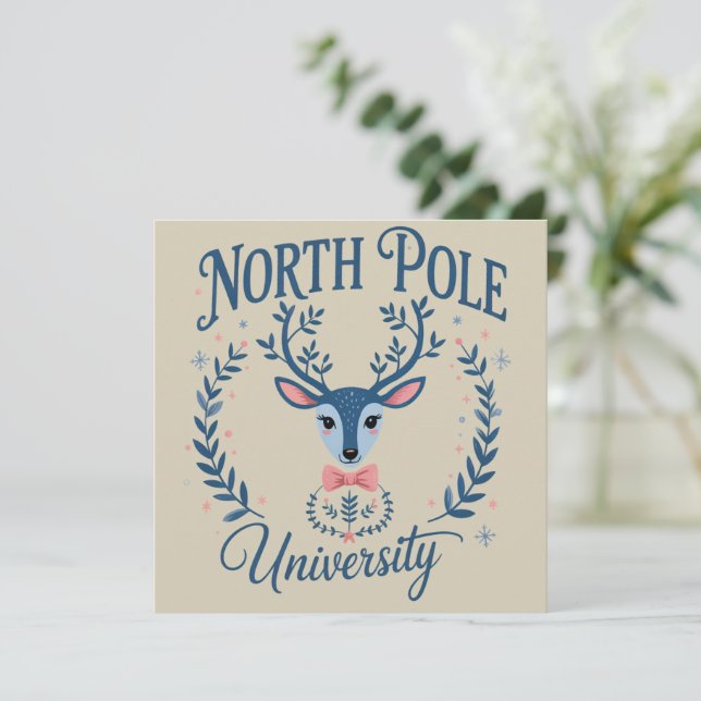 North Pole Universitetet Xmas Chinoiserie Renar  Julkort (Stående Fram)