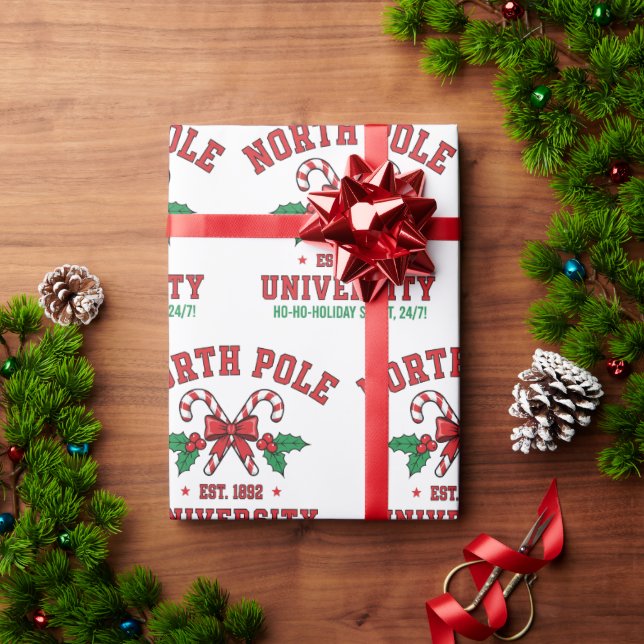 North Pole University Holiday Christmas Presentpapper (Julgåva)