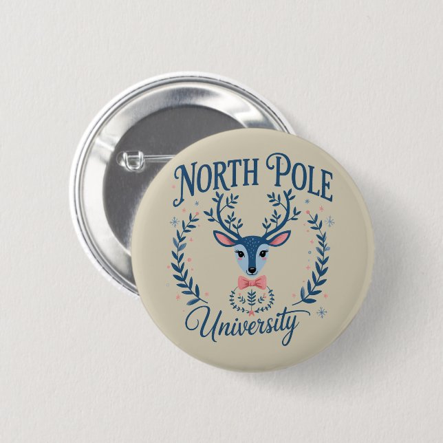 North Pole University Xmas Chinoiserie Renar  Knapp (Framsida & baksida)
