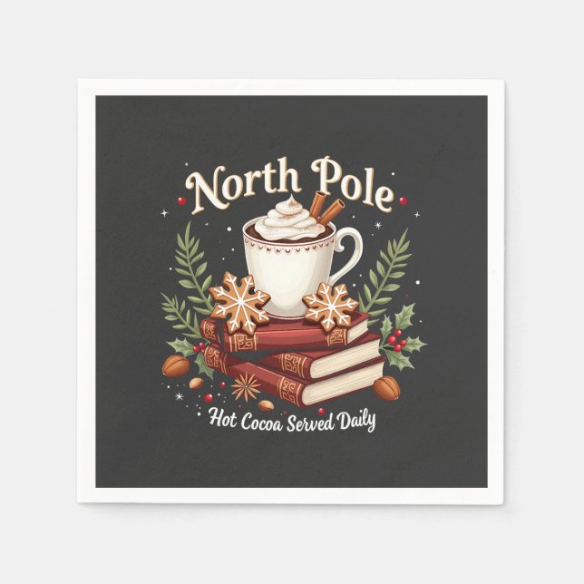 North Pole Varm Kakao Serveras Dagligen Jul  Pappersservett (Framsidan)
