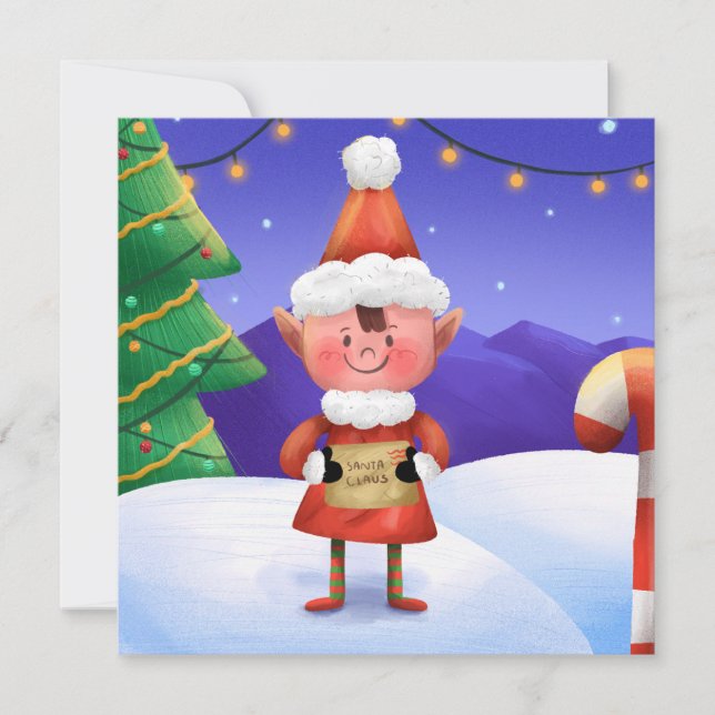 North Pole Wishes Elf Christmas Card Julkort (Framsida)