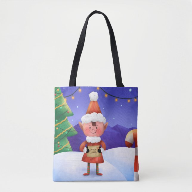 North Pole Wishes Elf Handväskor Tygkasse (Framsida)