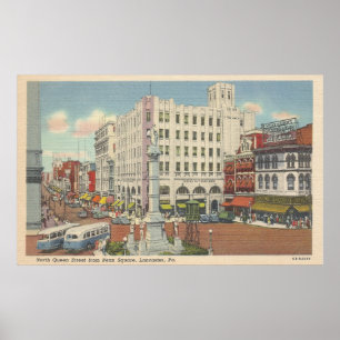 North Queen Street från Penn Square, Lancaster PA Poster