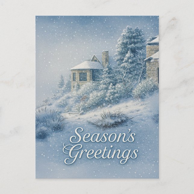 North Rim Lodge Nostalgic Winter Scenery Helg Vykort (Framsida)