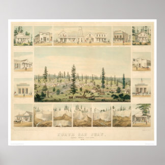 North San Juan. Panoramisk Karta 1858 (1567A) Poster