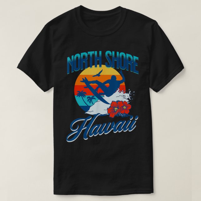 North Shore Hawaii Beach Surfa Summer Vacation Vin T Shirt (Design framsida)
