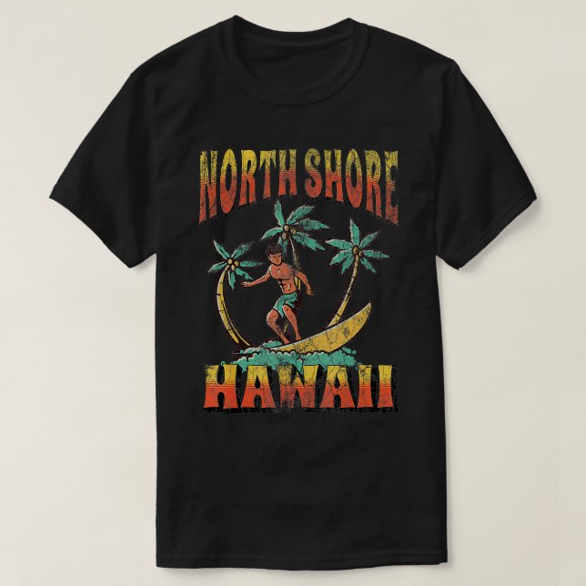 North Shore Hawaii Beach Surfa Summer Vacation Vin T Shirt (Design framsida)