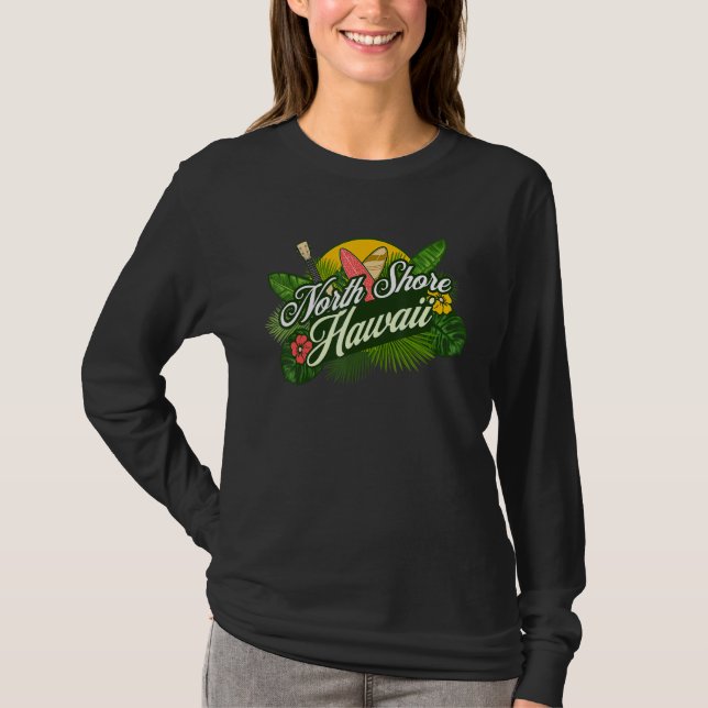 North Shore Hawaii Beach Surfa Summer Vacation Vin T Shirt (Framsida)
