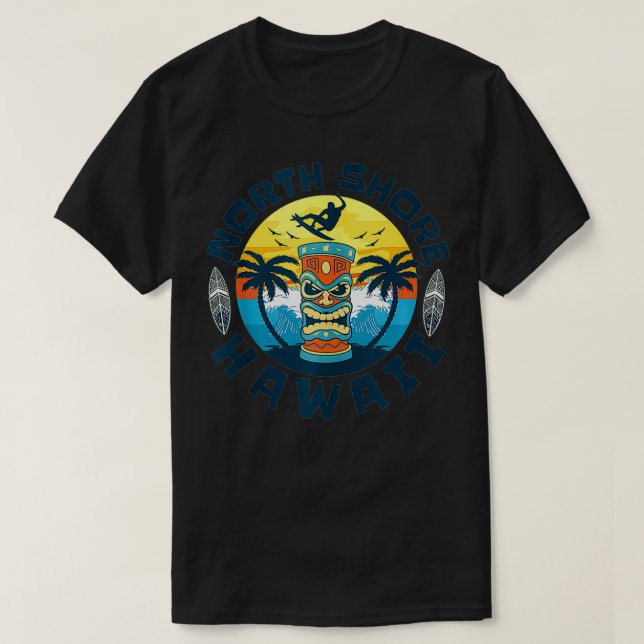 North Shore Hawaii Beach Surfing Summer Vacation T Shirt (Design framsida)