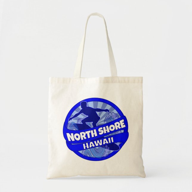 North Shore Hawaii blue surfer logotyp till säcken Tygkasse (Framsidan)