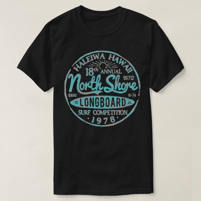 North Shore Hawaii Long Board Surfa T Shirt (Design framsida)