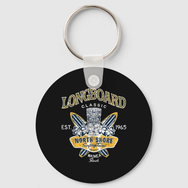 North Shore Hawaii Surfing Team Tee Longboard Clic Nyckelring (Framsida)