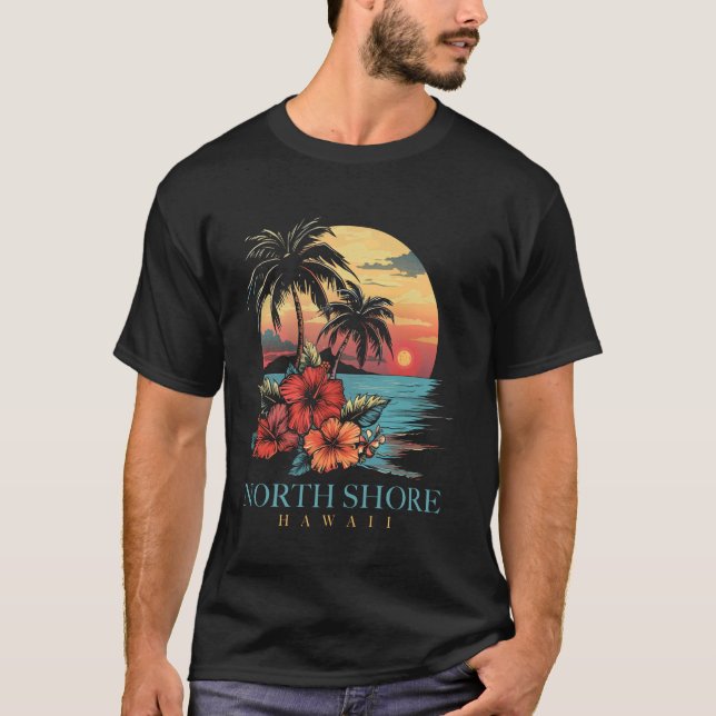 North Shore Oahu Hawaii Aloha Hawaiian Surfa Surfe T Shirt (Framsida)