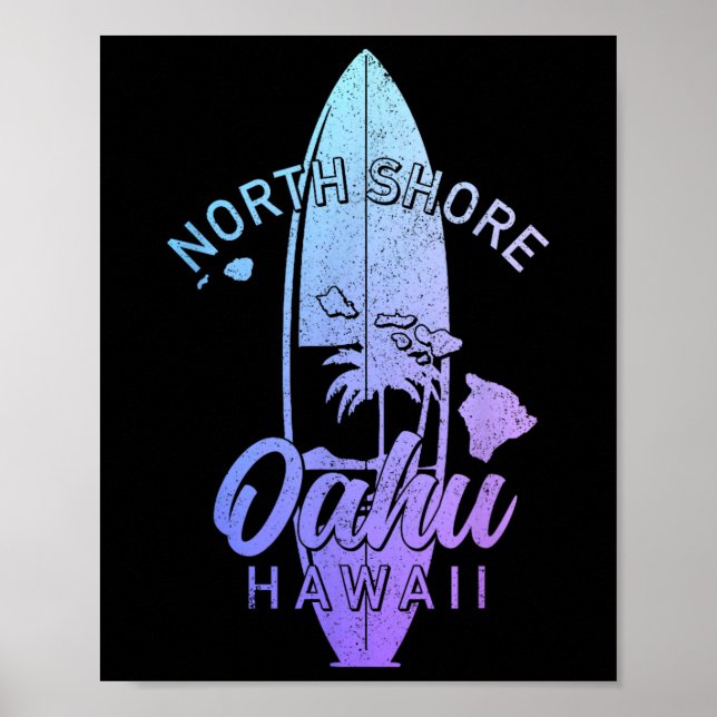 North Shore Oahu Hawaii Surfbräda Surfing Surfare  Poster (Framsidan)