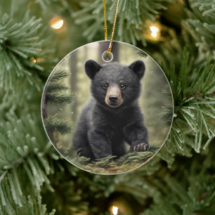 North Skogen Little Black Bear Unge Ornament