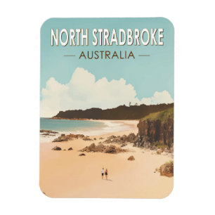 North Stradbroke Island Australien Travel Art Retr Magnet