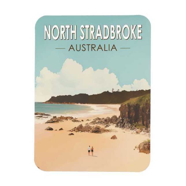 North Stradbroke Island Australien Travel Art Retr Magnet (Vertikal)