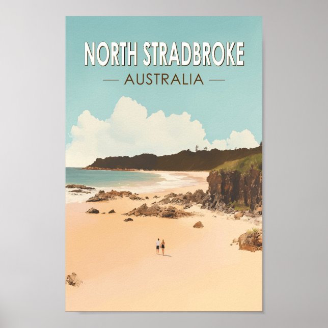 North Stradbroke Island Australien Travel Art Retr Poster (Framsidan)