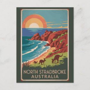 North Stradbroke Island känguru illustration Vykort