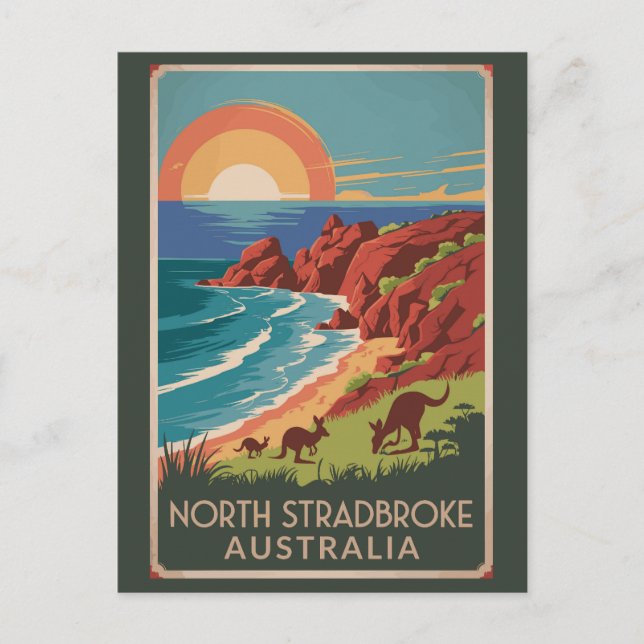 North Stradbroke Island känguru illustration Vykort (Framsida)