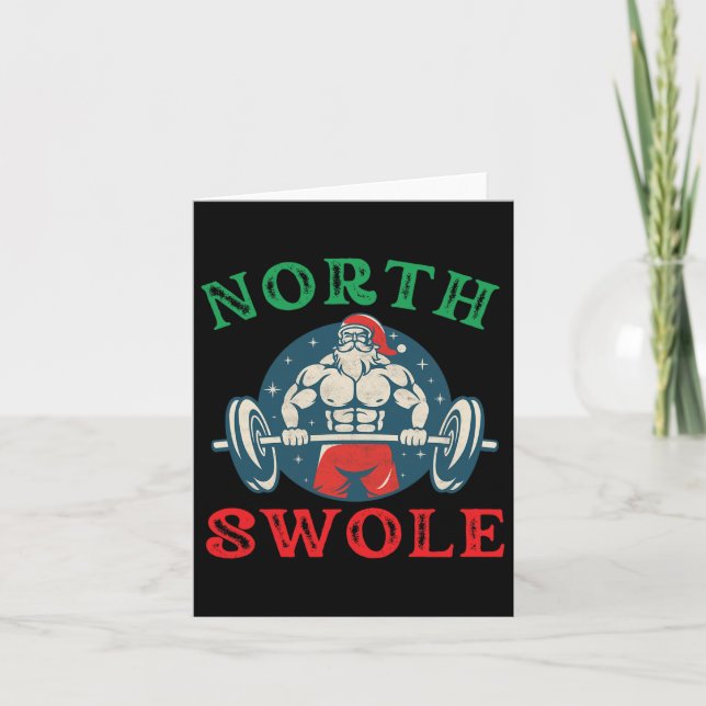 North Swole Funny Muscle Santa jul Bodybuild Kort (Framsida)