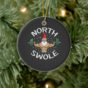 North Swole Funny Muscle Santa Santa Fitness Julgransprydnad Keramik