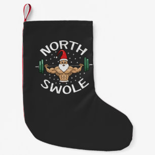 North Swole Funny Muscle Santa Santa Fitness Liten Julstrumpa