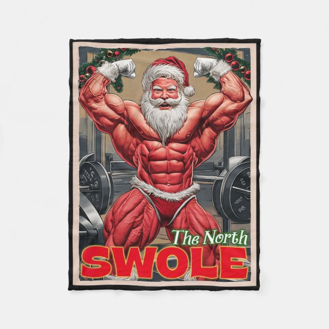 "North Swole Funny Musnyj Santa Flex Muscle Chris Fleecefilt (Framsidan)