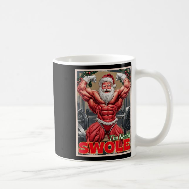 "North Swole Funny Musnyj Santa Flex Muscle Chris Kaffemugg (Höger)
