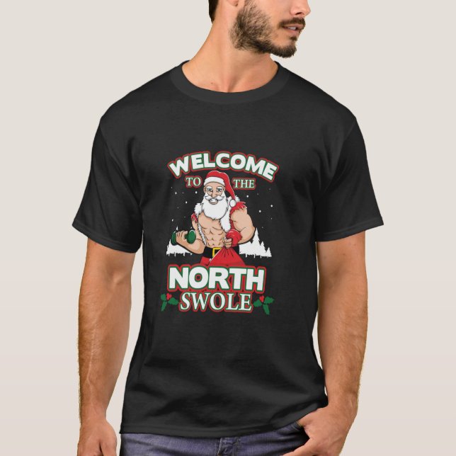 North Swole Jultomten Weight Lyft jul G T Shirt (Framsida)