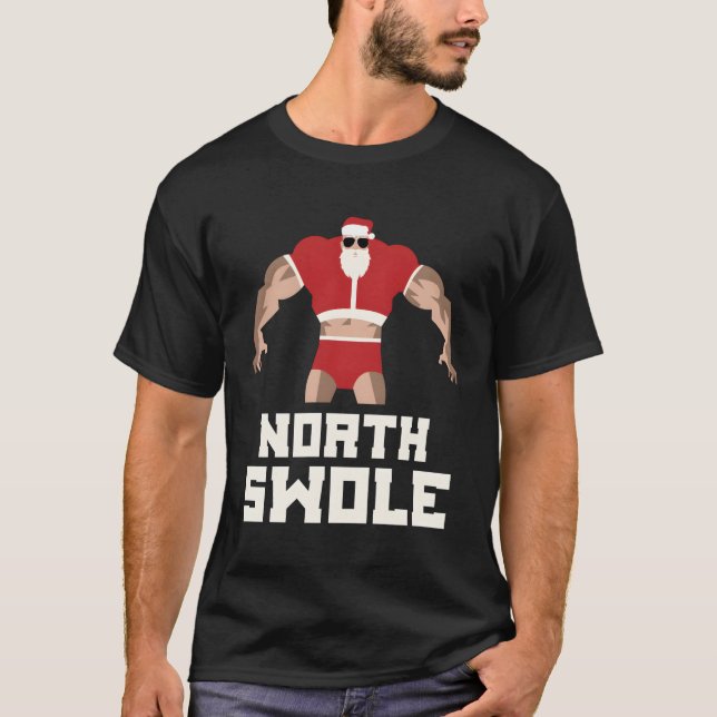 North Swole Muscle Gym Santa till jul T Shirt (Framsida)