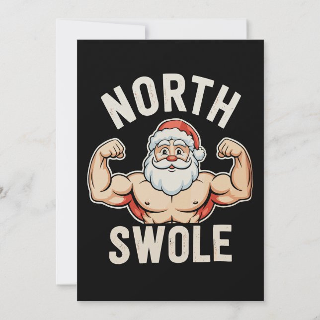 North Swole Santa Gym Workout Fitness jul Julkort (Framsida)