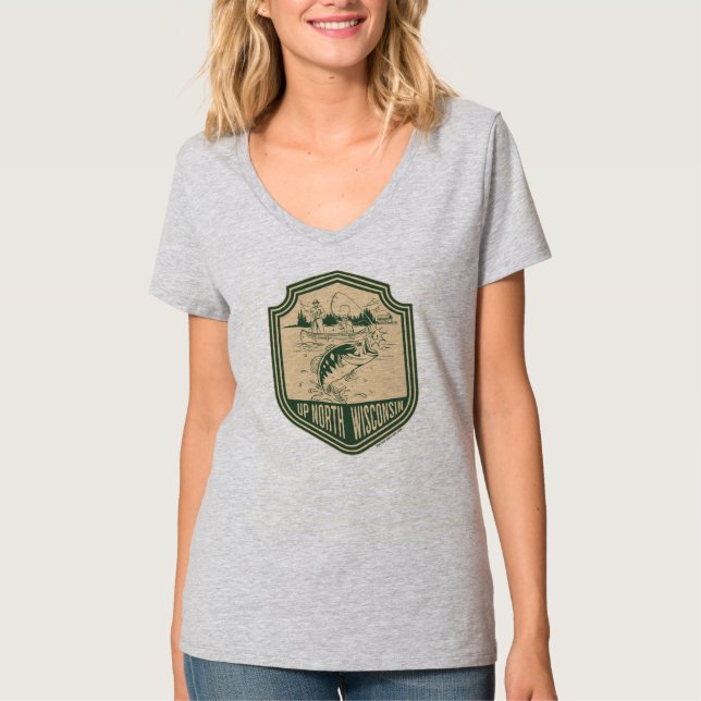 North Wisconsin Fishing Badge T Shirt (Framsida)