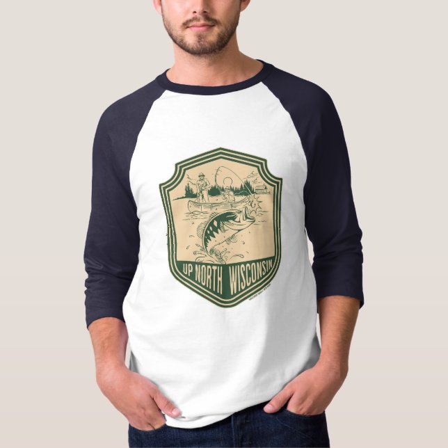 North Wisconsin Fishing Badge T Shirt (Framsida)