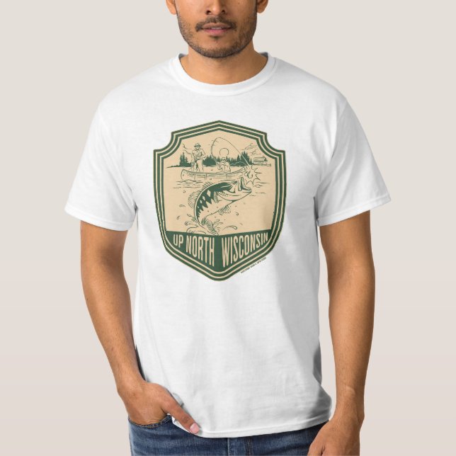 North Wisconsin Fishing Badge T Shirt (Framsida)