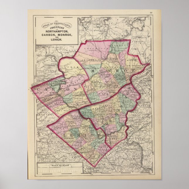 Northampton, Carbon, Monroe, Lehigh County Poster (Framsidan)