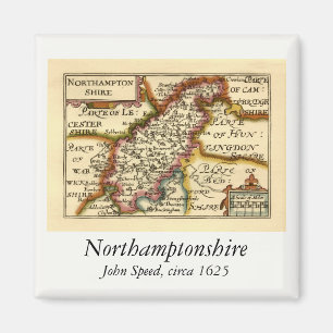 Northamptonshire County England Antiquarian Karta Magnet