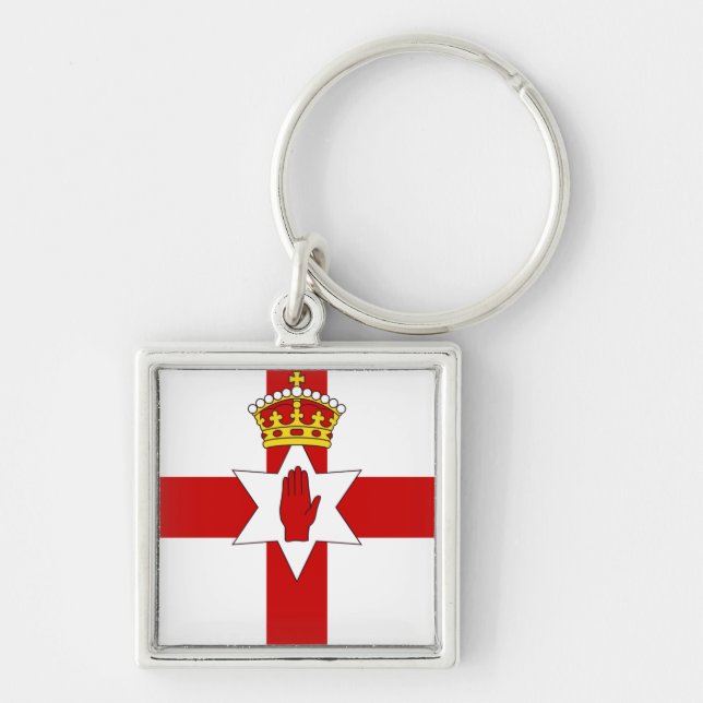 Norther Irland ulster sjunker Fyrkantig Silverfärgad Nyckelring (Framsidan)