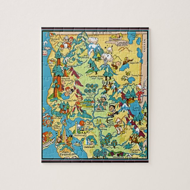 Northern California Pictorial Map Pussel (Vertikal)