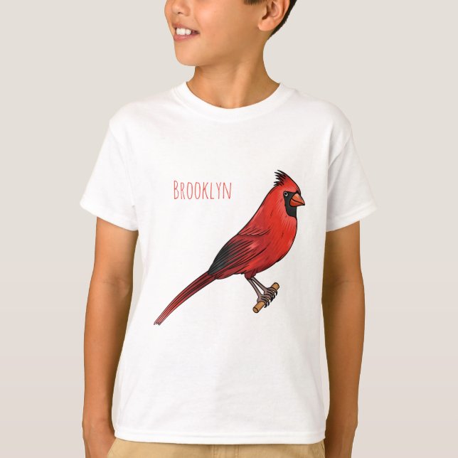 Northern cardinal bird cartoon illustration  t shirt (Framsida)