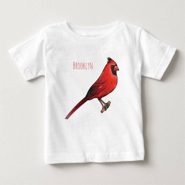Northern cardinal bird cartoon illustration t shirt (Framsida)