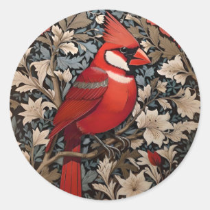 Northern Cardinal Bird William Morris Inspired Runt Klistermärke