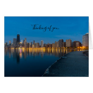 Northern Chicago Cityscape Thinking of You Card OBS Kort