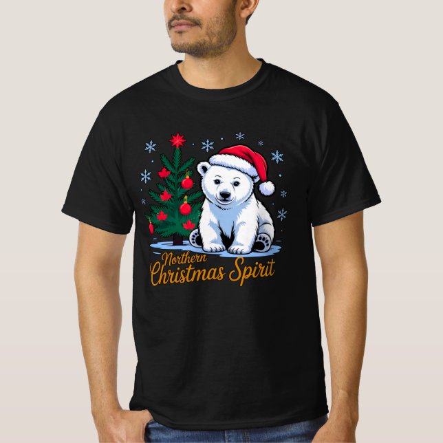 Northern Christmas Spirit & Canadian Christmas. T Shirt (Framsida)